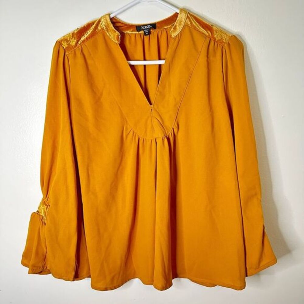 Blouse Women Flowy Mustard Long Sleeve‎ Size M Xoxo Brand